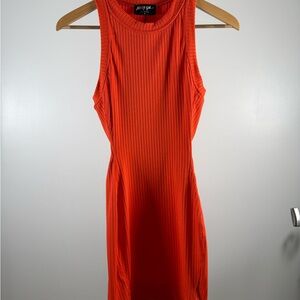 Nasty Gal Orange Ribbed Midi Tank Dress